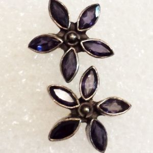 Striking Purple Amethyst Daisy Sterling Earrings